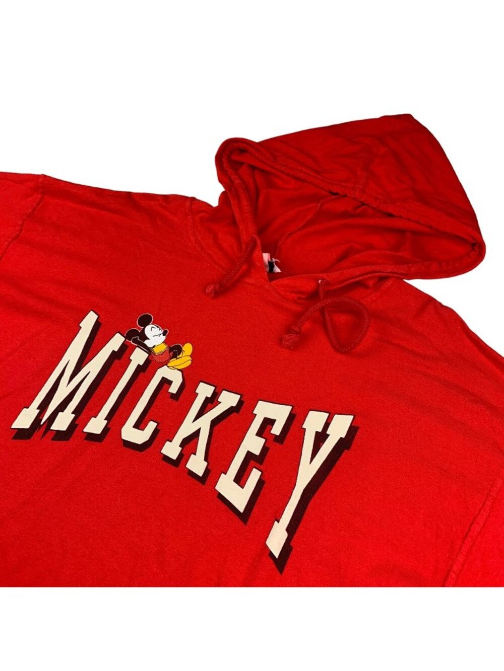 VTG Disney Mickey Mouse x Jerry Leigh S/S Hoodie T-Shirt Red • USA • Large